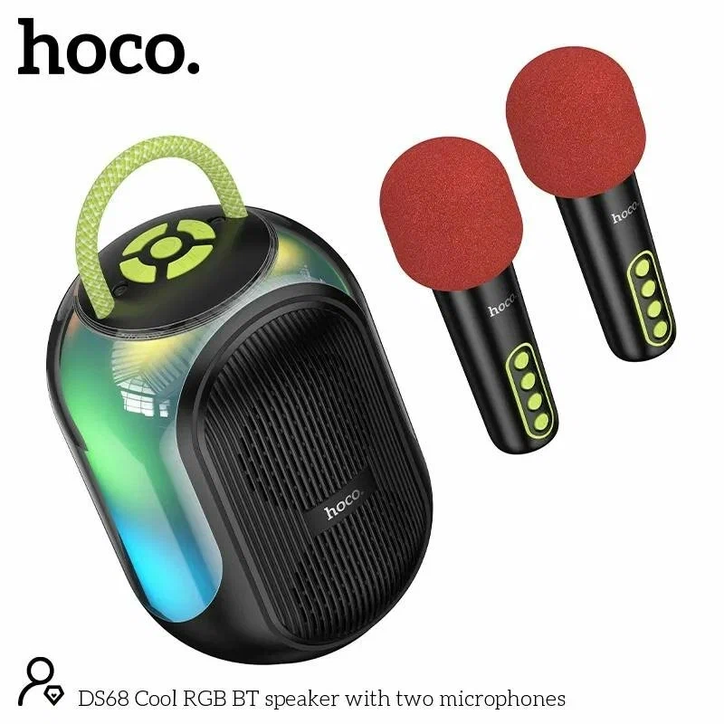 Портативная колонка караоке HOCO DS68 с двумя беспроводными микрофонами