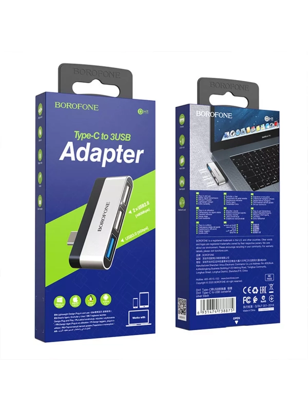 Адаптер DH1 Type-C на USB 3,0, 2 USB 2.0