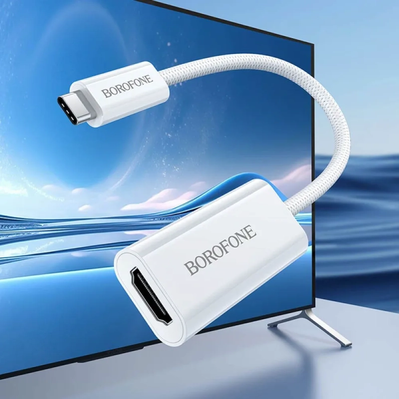Переходник Borofone DH11, USB Type-C - HDTV, для фото- и видео техники, белый