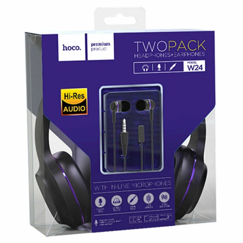 Проводные наушники HOCO W24 Enlighten, Jack 3.5mm, 1.2 м