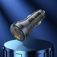 Автомобильное зарядное устройство, 1 USB QC3.0 18W, 1 PD 30W с дисплеем