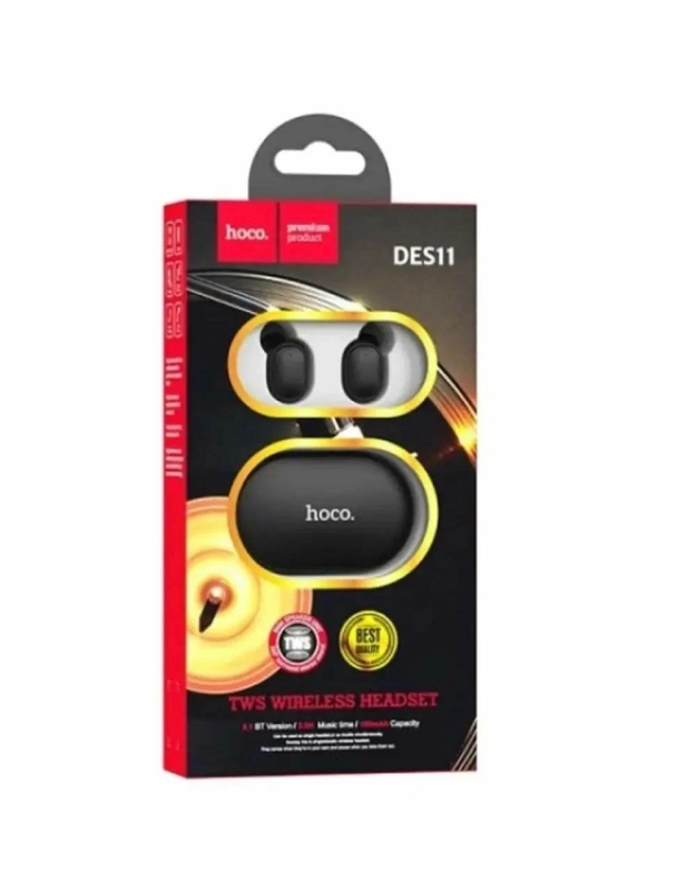 Наушники беспроводные bluetooth hoco DES11, TWS черные