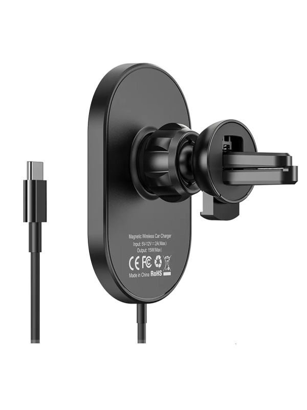 Автодержатель CA90 с беспроводной зарядкой HOCO черный