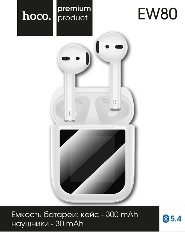 Беспроводные наушники EW80 BT TWS, сенсорный экран