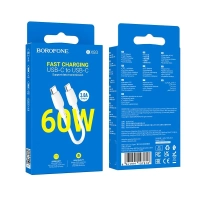 Короткий кабель Type-C - Type-C BOROFONE BX93 / 25см, 3A, 60W / белый