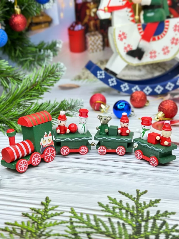 Новогодний паровозик 3 вагонч.20*5см