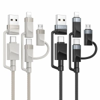 Кабель BU51 Type-C/USB-Type-C/Lightning/MicroUSB, 2м, серый