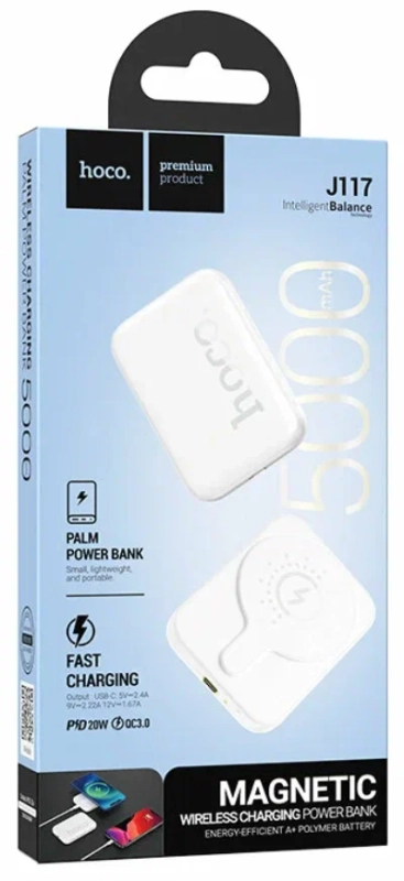 Пауэрбанк Hoco J117 5000 mAh с беспроводной зарядкой
