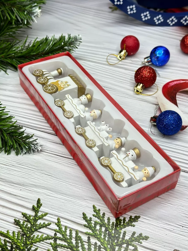 Новогодний паровозик 3 вагонч.20*5см