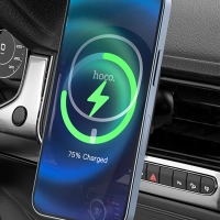 Автодержатель CA90 с беспроводной зарядкой HOCO черный