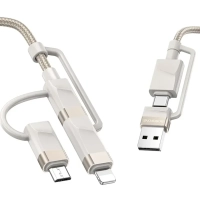 Кабель BU51 Type-C/USB-Type-C/Lightning/MicroUSB, 2м, серый