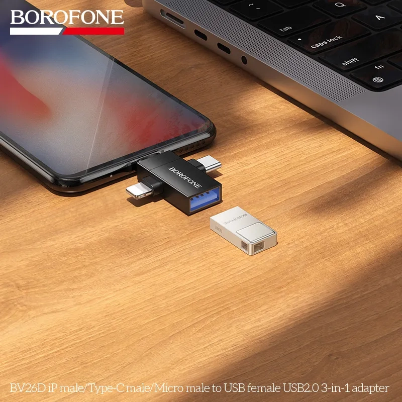 Переходник 3 в 1 USB-A Type-C Micro Lightning