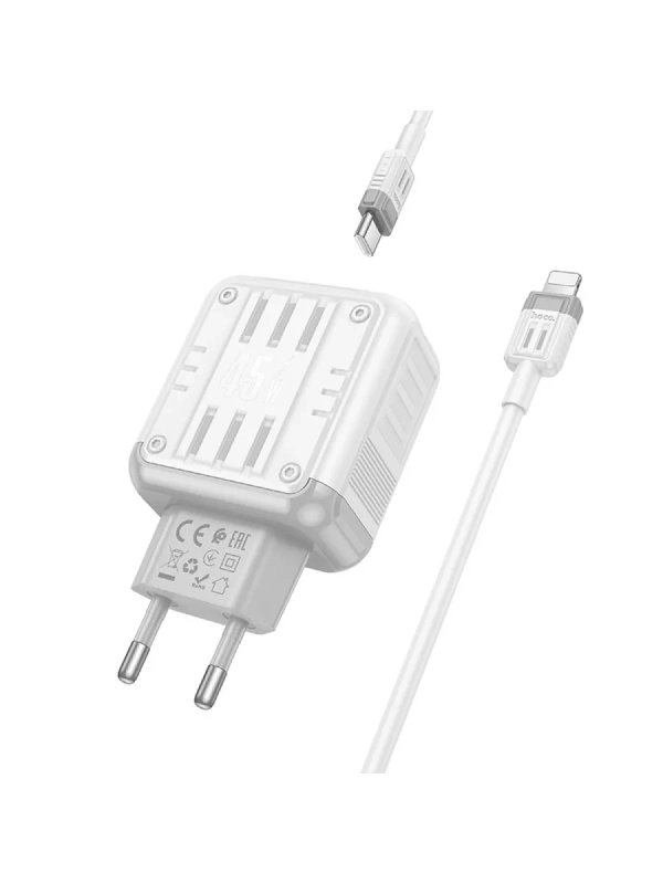 Сетевое зарядное устройство, 1 USB 3.0 QC+1 PD 45W (C136A)