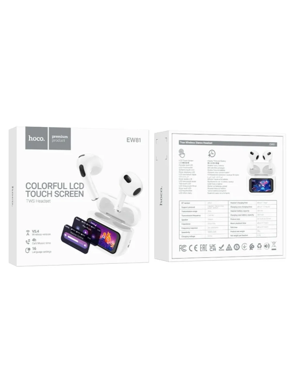 Наушники беспроводные с сенсорным дисплеем EW81