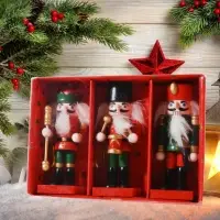 Набор деревянных елочных игрушек Щелкунчик - Королевская Стража 8 см, 3 шт, подвеска