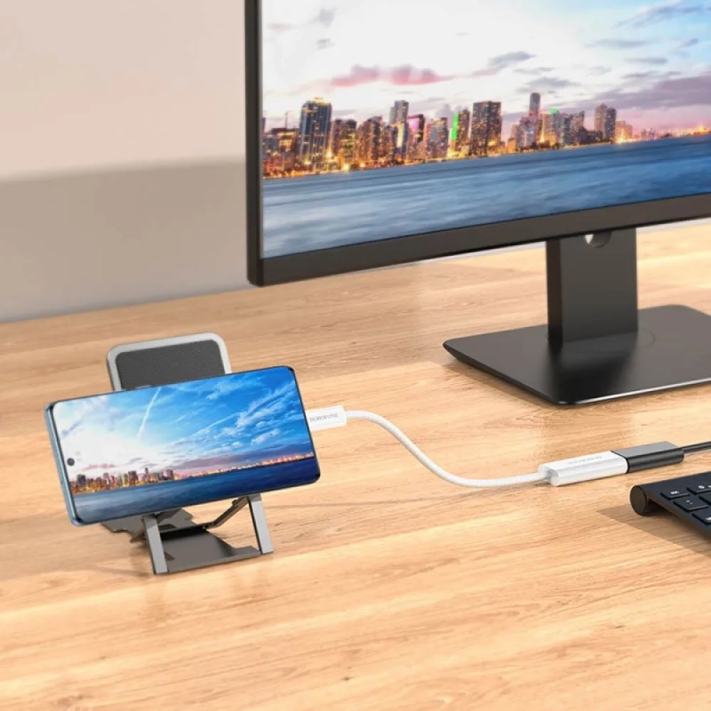 Переходник Borofone DH11, USB Type-C - HDTV, для фото- и видео техники, белый