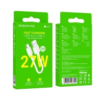 Короткий кабель USB - Type-C BOROFONE BX93 / 3A, 27W / белый