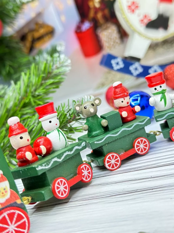 Новогодний паровозик 3 вагонч.20*5см