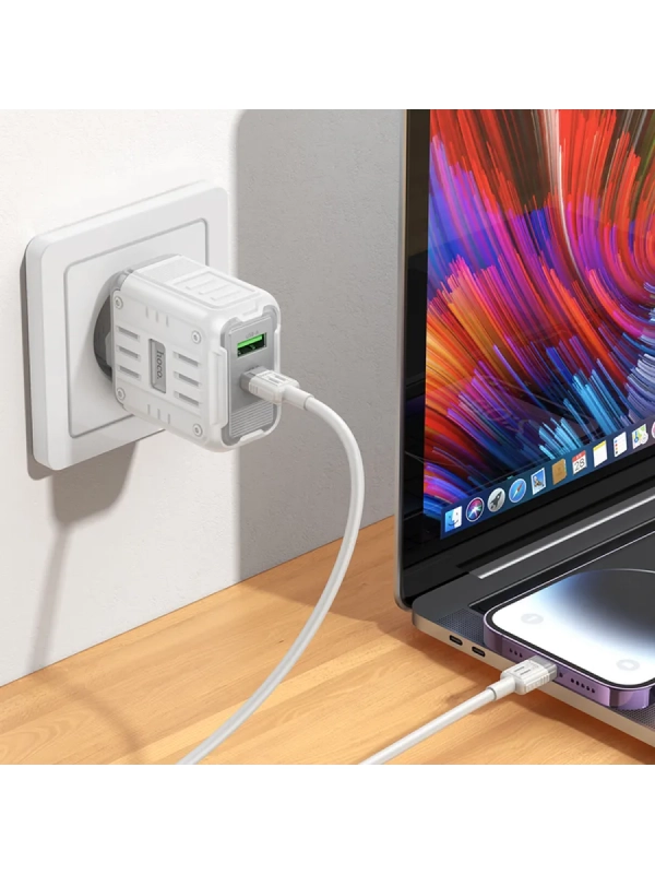 Сетевое зарядное устройство, 1 USB 3.0 QC+1 PD 45W (C136A)