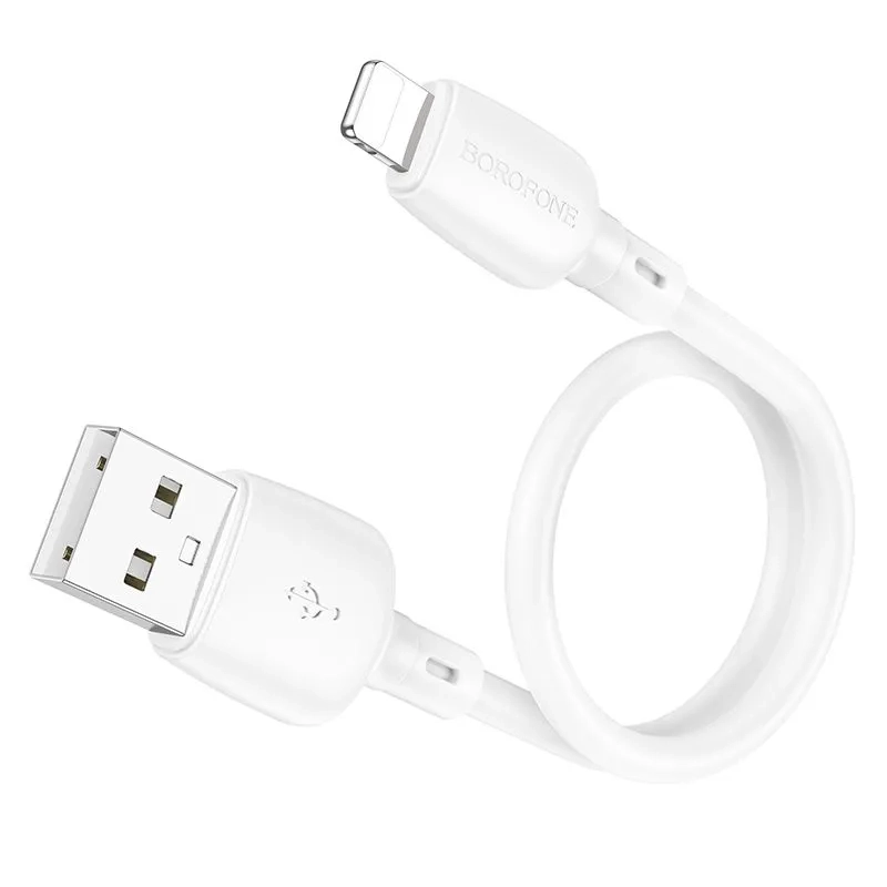 Короткий кабель USB - Lightning BOROFONE BX93 / 25см, 2.4A, 12W / белый
