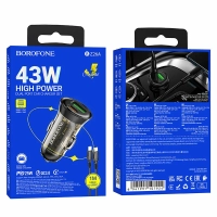 Быстрая автомобильная зарядка провод Type-C 1 м