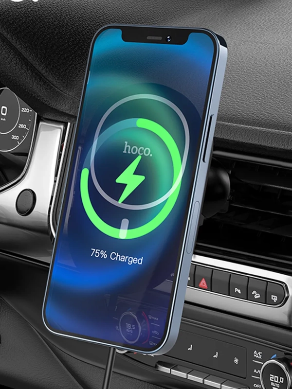 Автодержатель CA90 с беспроводной зарядкой HOCO черный