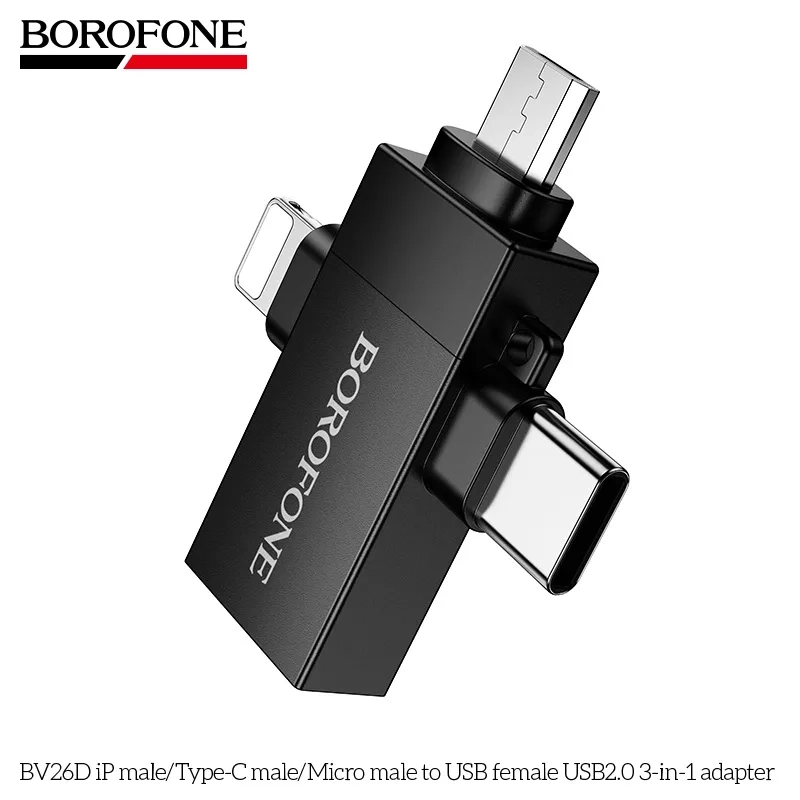 Переходник 3 в 1 USB-A Type-C Micro Lightning