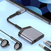 Переходник Hoco LS39 Type-C male to Type-C+3.5 female