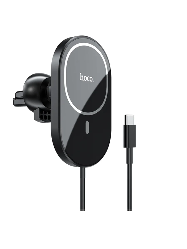 Автодержатель CA90 с беспроводной зарядкой HOCO черный