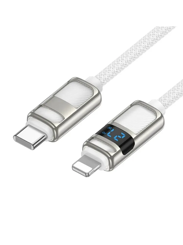Кабель HOCO U137 120см, 27Вт, белый, LED