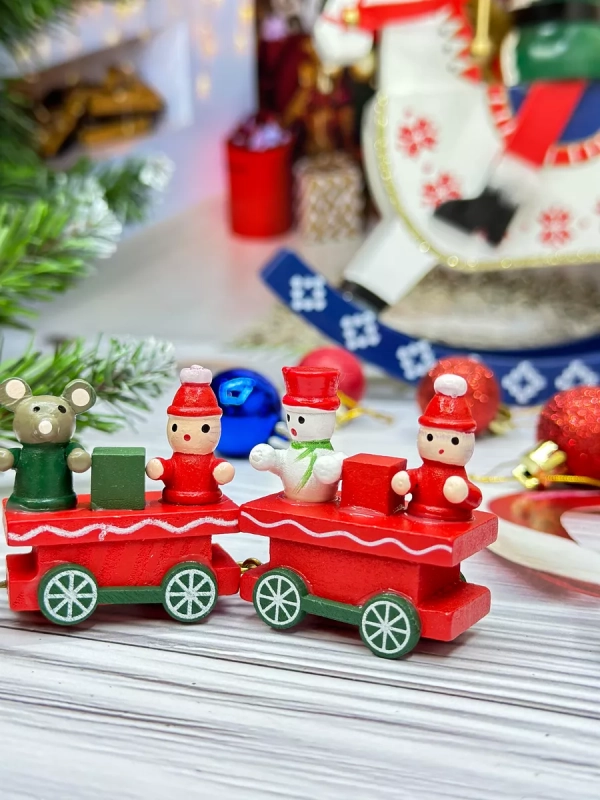 Новогодний паровозик 3 вагонч.20*5см