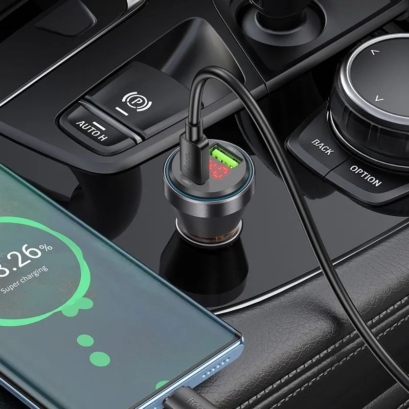 Автомобильное зарядное устройство, 1 USB QC3.0 18W, 1 PD 30W с дисплеем