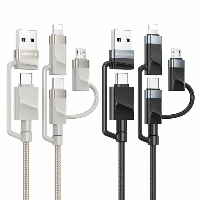Кабель BU51 Type-C/USB-Type-C/Lightning/MicroUSB, 2м, серый