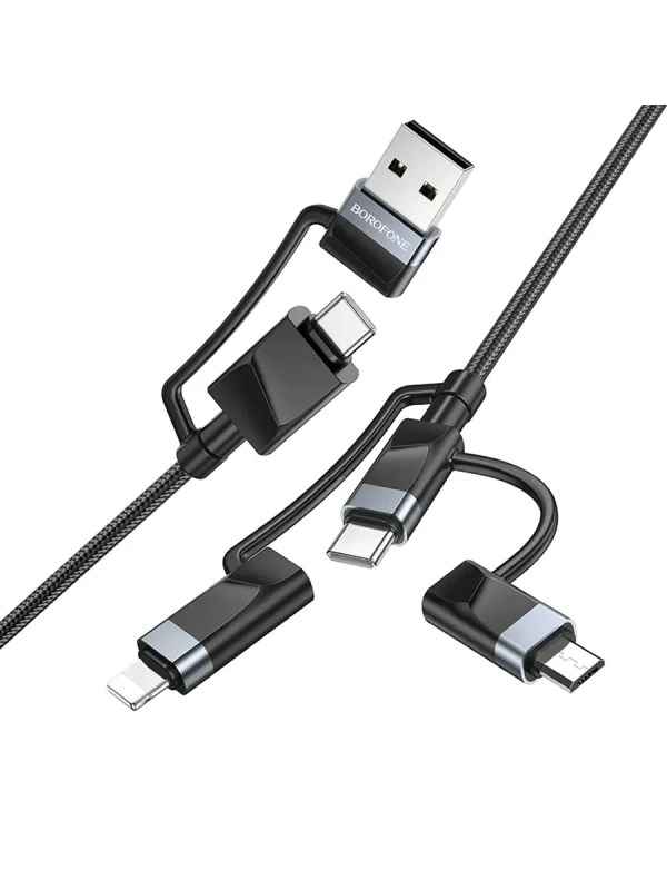 Кабель BU51 Type-C/USB-Type-C/Lightning/MicroUSB, 2м, черный