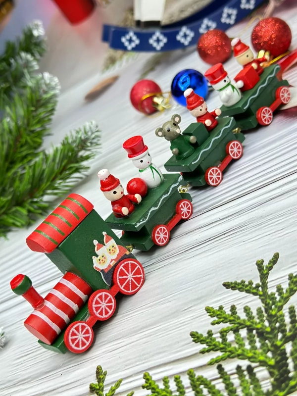 Новогодний паровозик 3 вагонч.20*5см