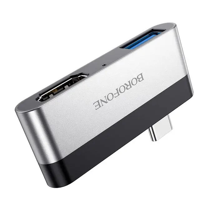 Адаптер переходник OTG BOROFONE DH2 Type-C to USB3.0 + HDMI (1 USB 3.0 + 1 HDMI)