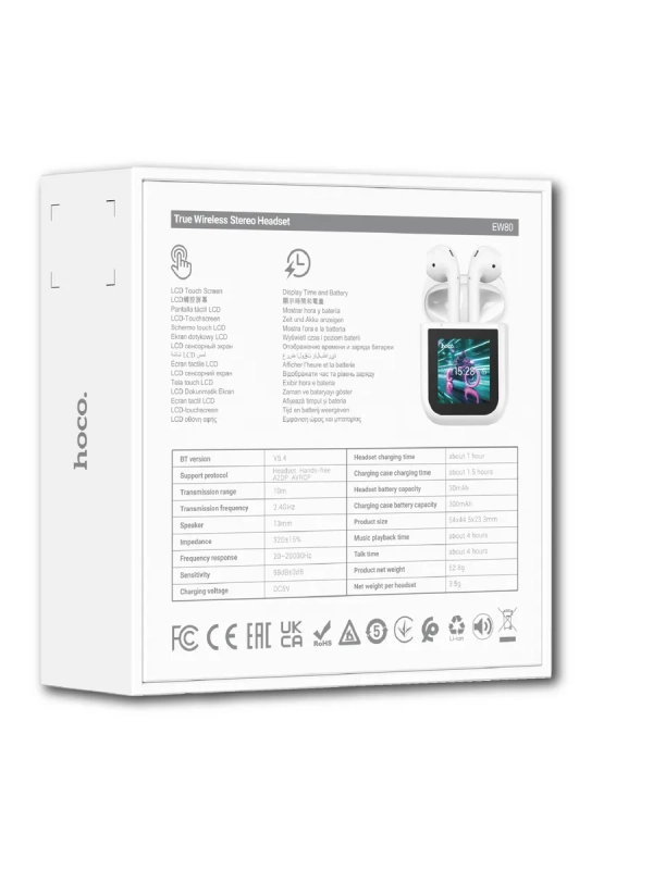 Беспроводные наушники EW80 BT TWS, сенсорный экран