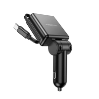 Зарядное устройство в авто с выдвижным кабелем Type-C BZ33