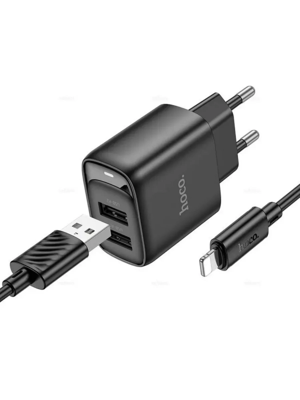 Сетевое зарядное устройство Hoco C141A с кабелем для iPhone