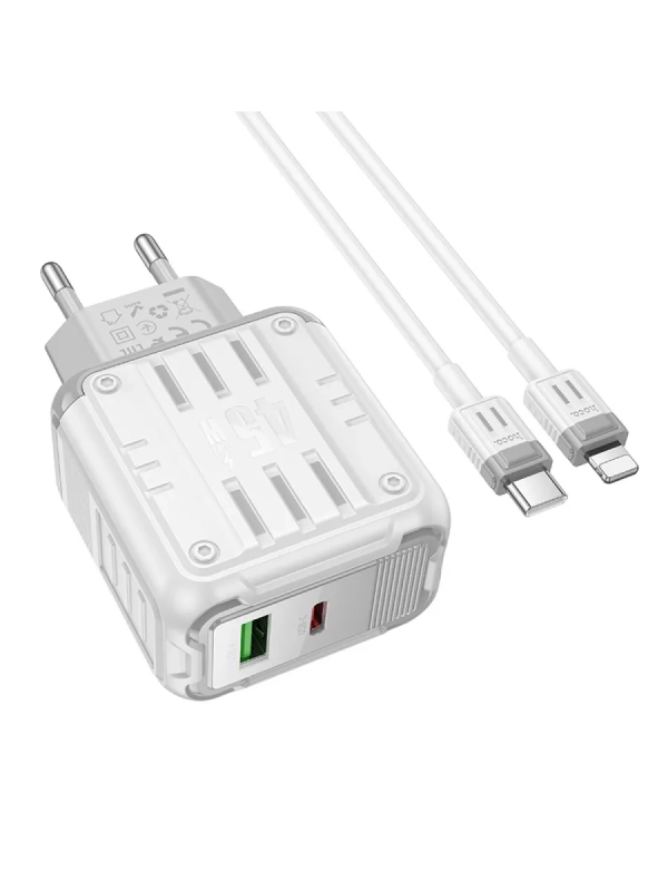 Сетевое зарядное устройство, 1 USB 3.0 QC+1 PD 45W (C136A)