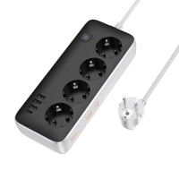 Сетевой фильтр на 4 розеток+3 USB+1 PD, 3м, AC21, HOCO