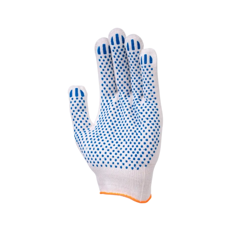 Перчатки х/б с ПВХ, 44гр, 13 класс, точка, белые