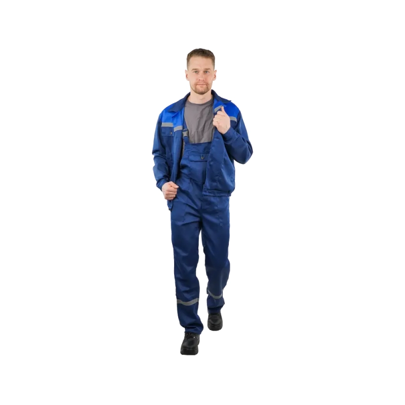 Костюм рабочий Техник, куртка+ полукомбинезон, синий+василек  рост170-176 р.64-66