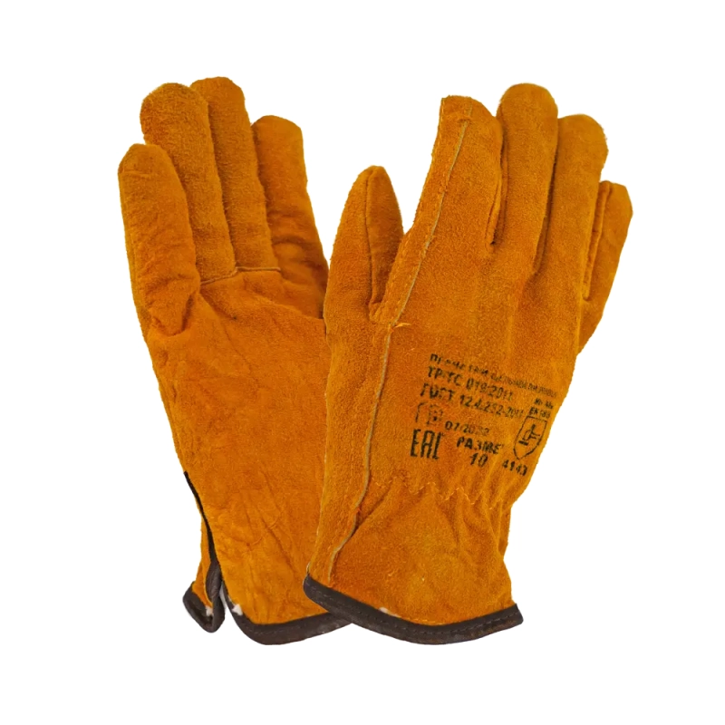 Перчатки утепленные спилковые, искусственный мех, арт. 0128