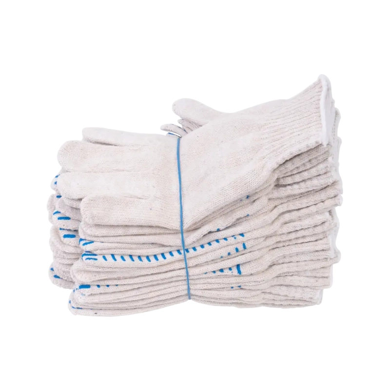 Перчатки х/б с ПВХ, 56гр, 7,5 класс, точка, белые