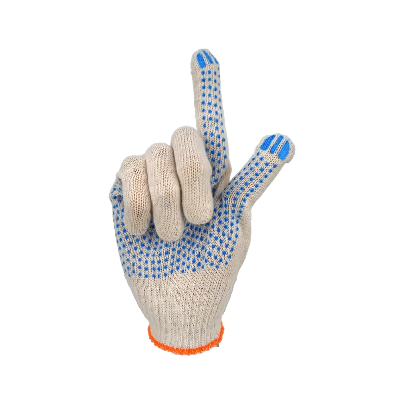 Перчатки х/б с ПВХ, 32гр, 10 класс, точка белые