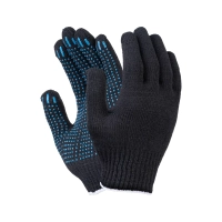 Перчатки х/б с ПВХ, 48гр, 10 класс, точка, черные