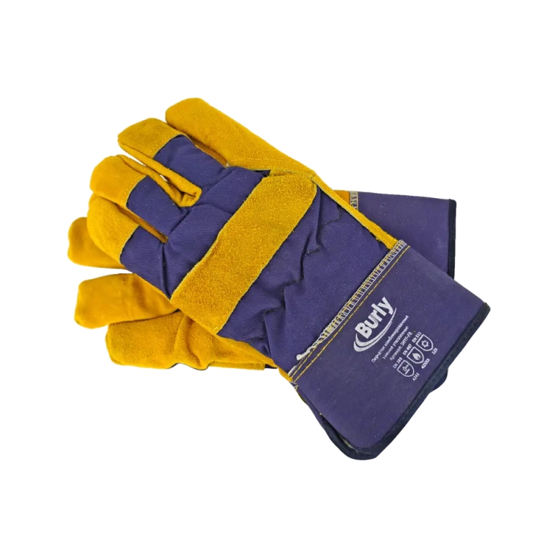 Перчатки спилковые комбинированные утеплённые