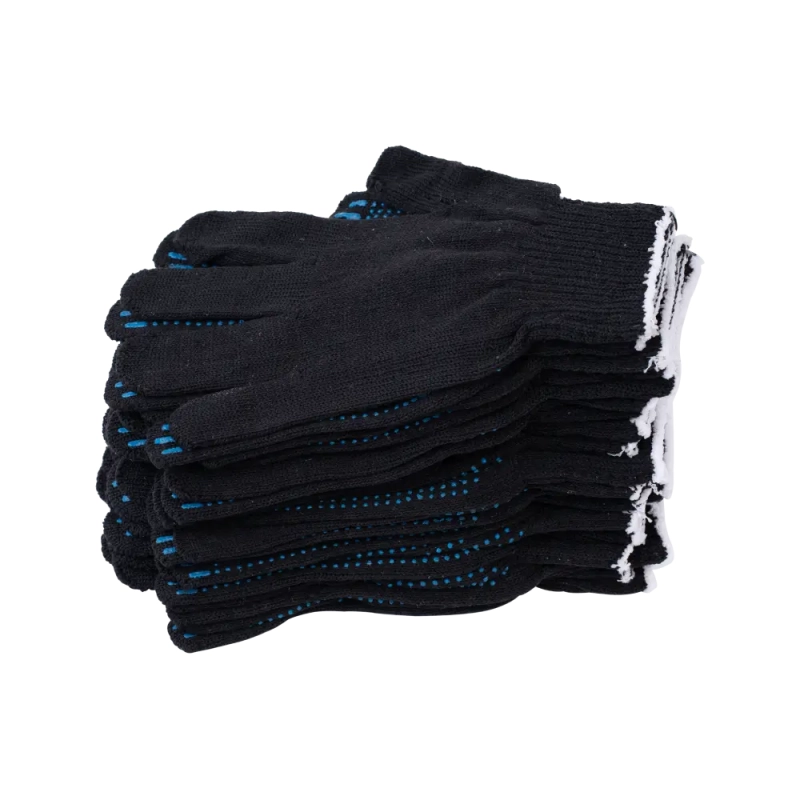 Перчатки х/б с ПВХ, 48гр, 10 класс, точка, черные