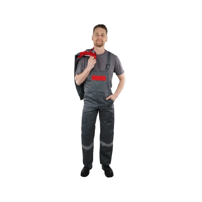 Костюм рабочий Нова, куртка+полукомбинезон, сер+красн 64-66/194-200